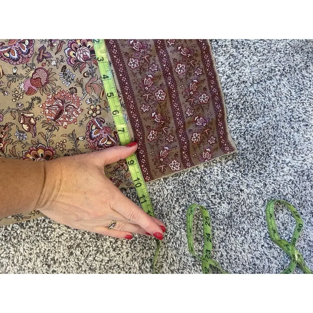 Vintage Liz Claiborne Rectangle Paisley Scarf Hand Rolled Silk Burgundy Brown